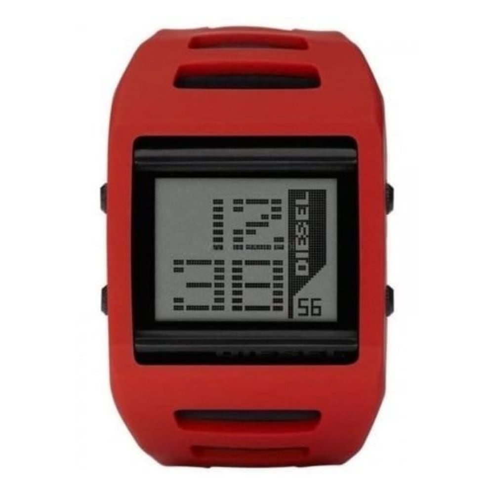 Gents Red Rubber Digital Alarm Watch