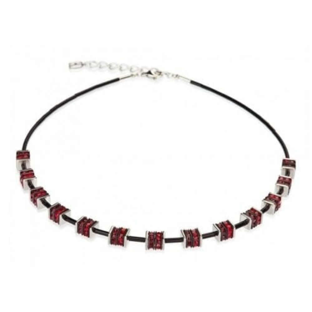 Red & Black Rhinestone Rondelles With Swarovski Necklace
