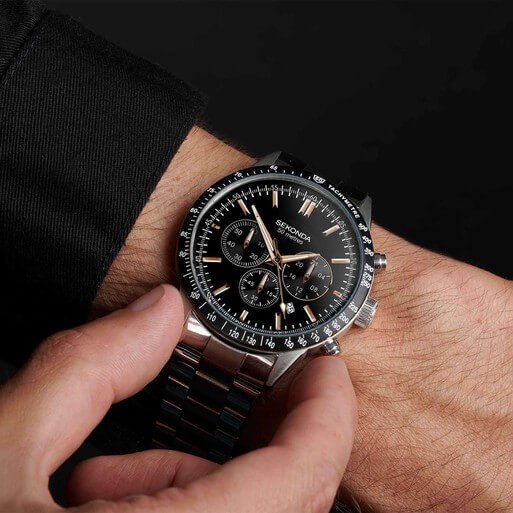 Velocity Chronograph Black Dial & SS Bracelet Strap Men's Watch