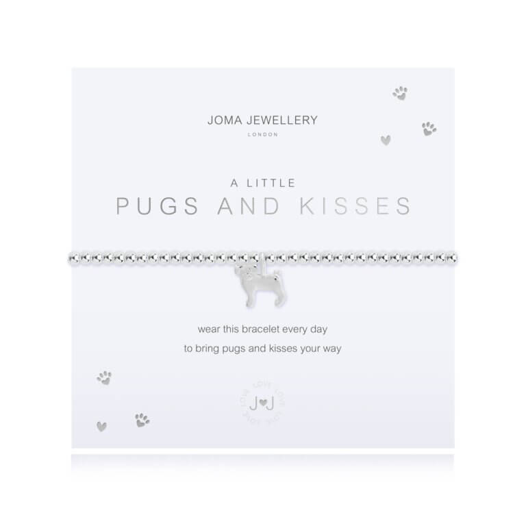 A Little Pugs And Kisses Bracelet - Silver