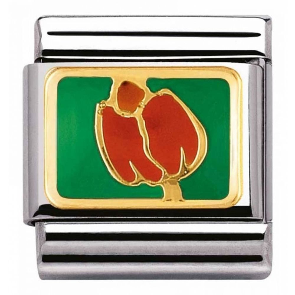 Classic Tulip In Stainless Steel With Enamel & 18k Gold Charm