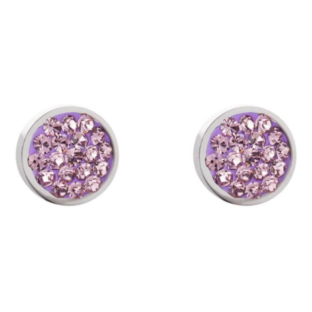 Round Earrings with Stickpin & Light Amethyst Swarovski Crystals