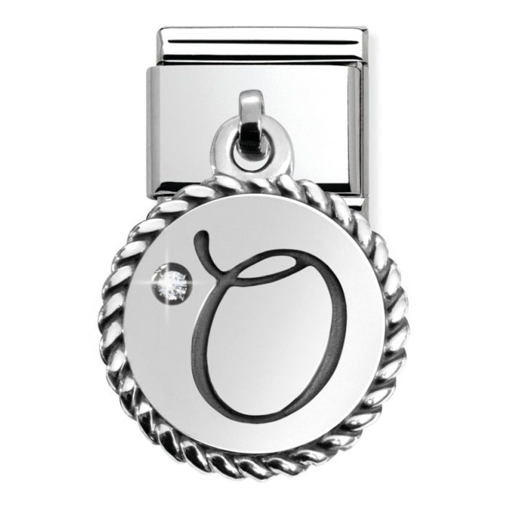 Classic Silver Hanging Letter O with CZ Stone
