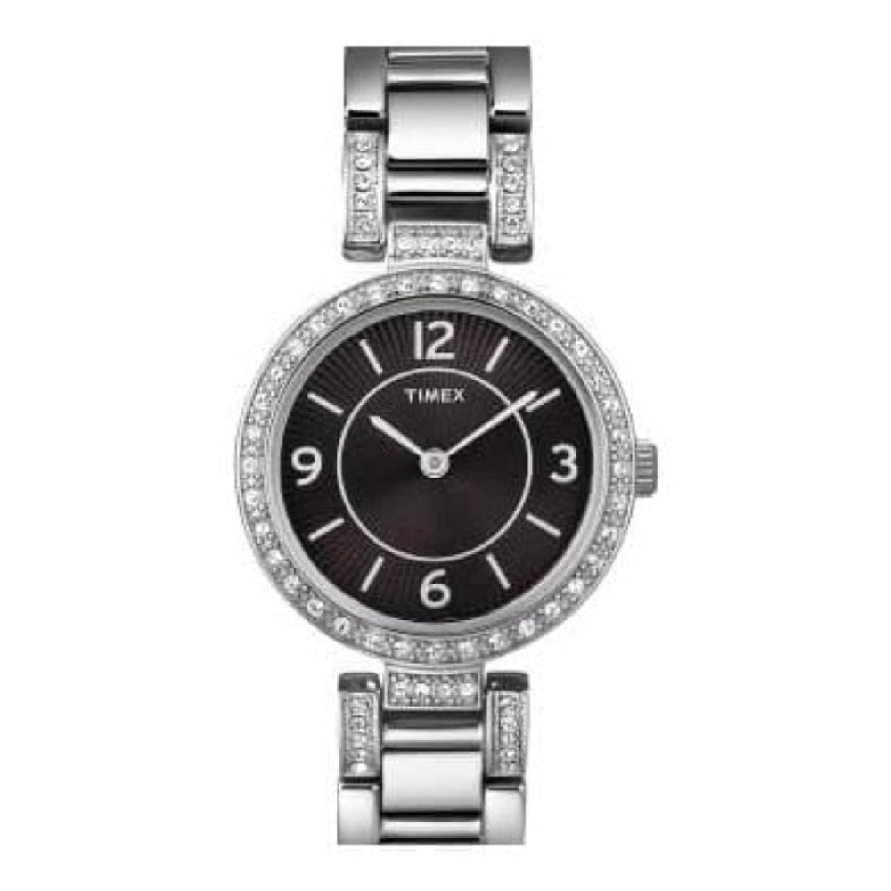 Ladies Stainless Steel & Black Dial Bracelet Watch