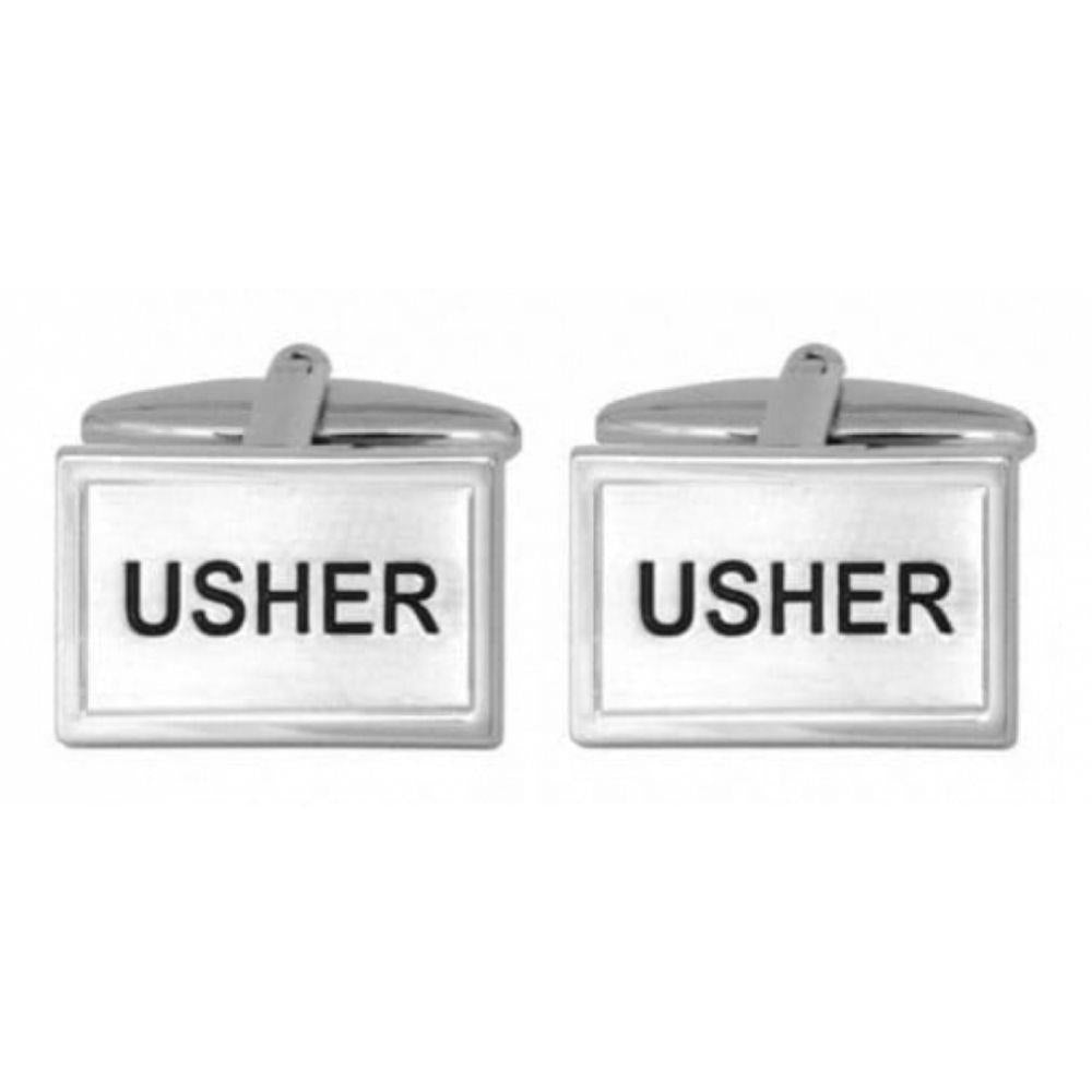 Rhodium Plated Usher Cufflinks