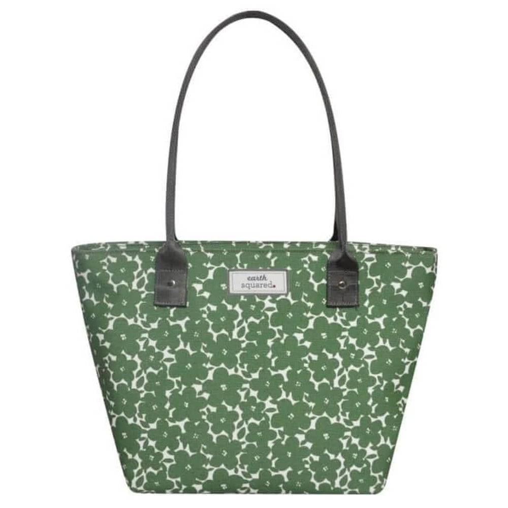Earth Squared Autumn Green Flower Oil Cloth Tote Bag Edmonds