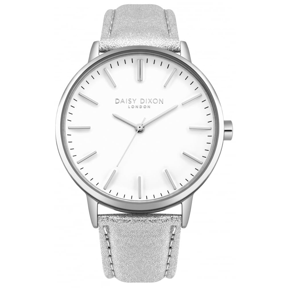 Harper Silver Metallic Strap With Overside Silver Case & White Dial Ladies Watch
