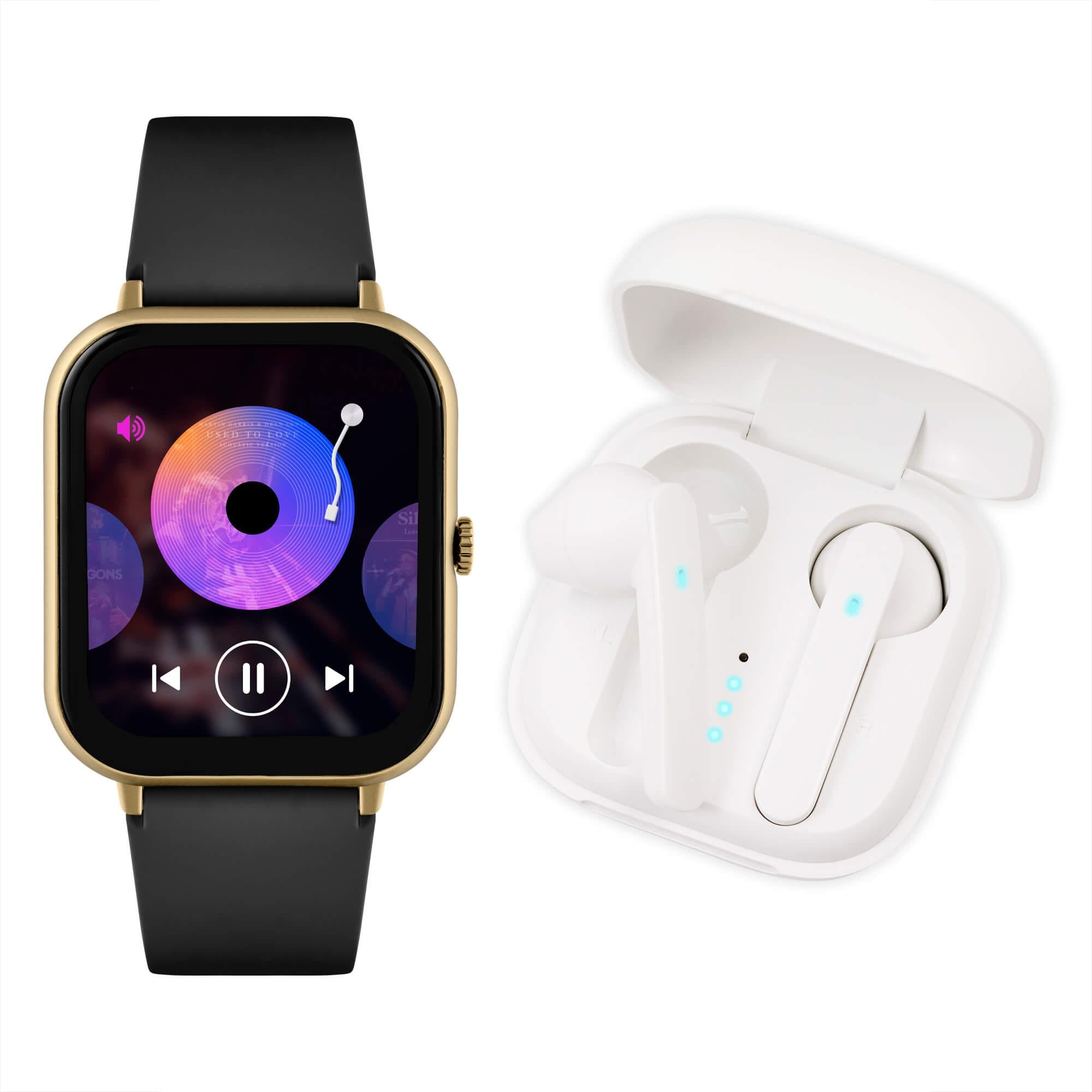 Series 23 Black Strap Smart Watch & True Wireless Sound Earbud Set