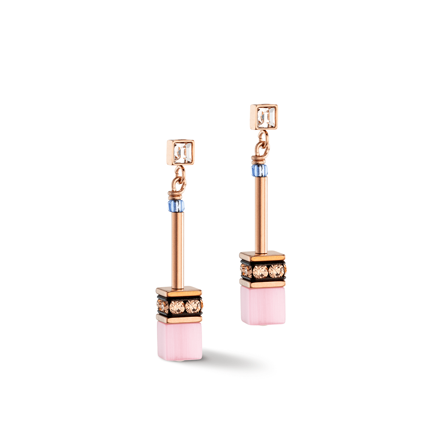GeoCUBE Light Blue-Pink Earrings With Stickpin