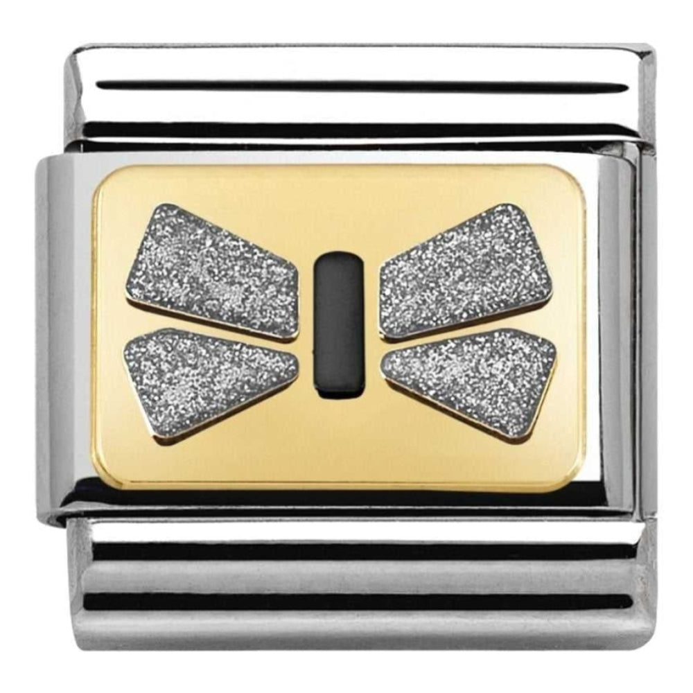 Classic Silver Glitter Bow Link