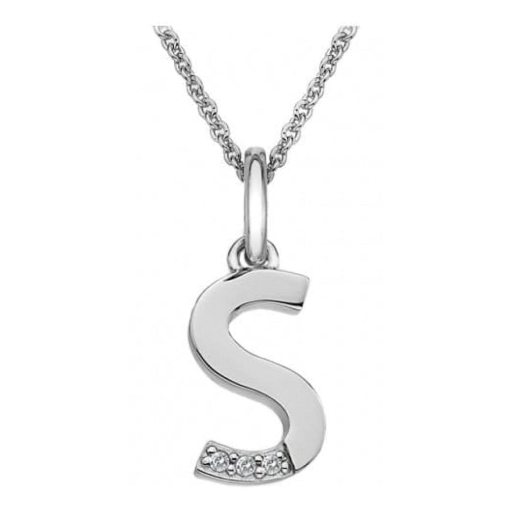 Ladies 'S' Silver Micro-Amulets Pendant Necklace