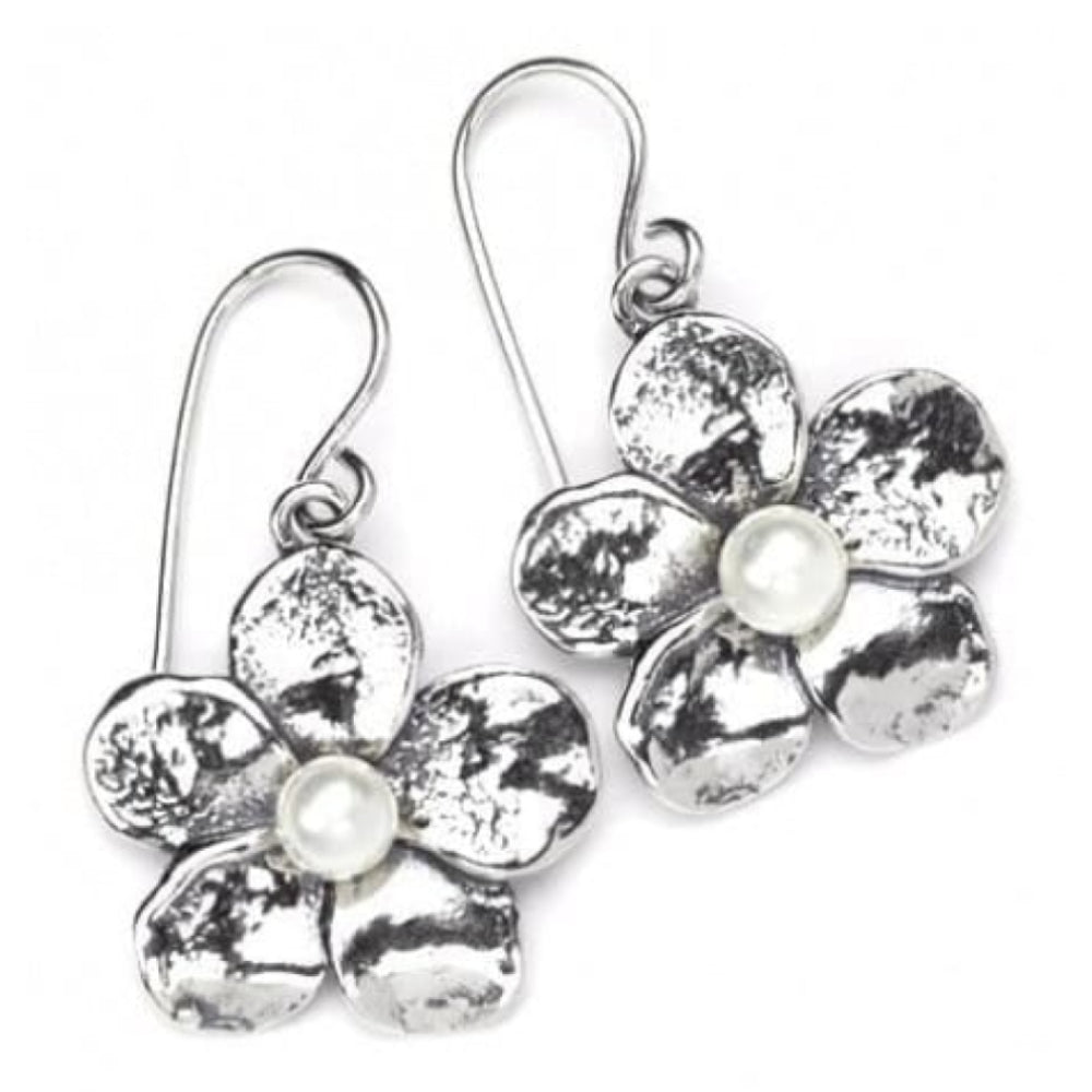 Flower Silver Earrings With Freshwater Pearl Earrings
