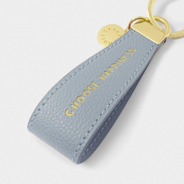 Sentiment Loop Keyring - Choose Happiness - Dusty Blue