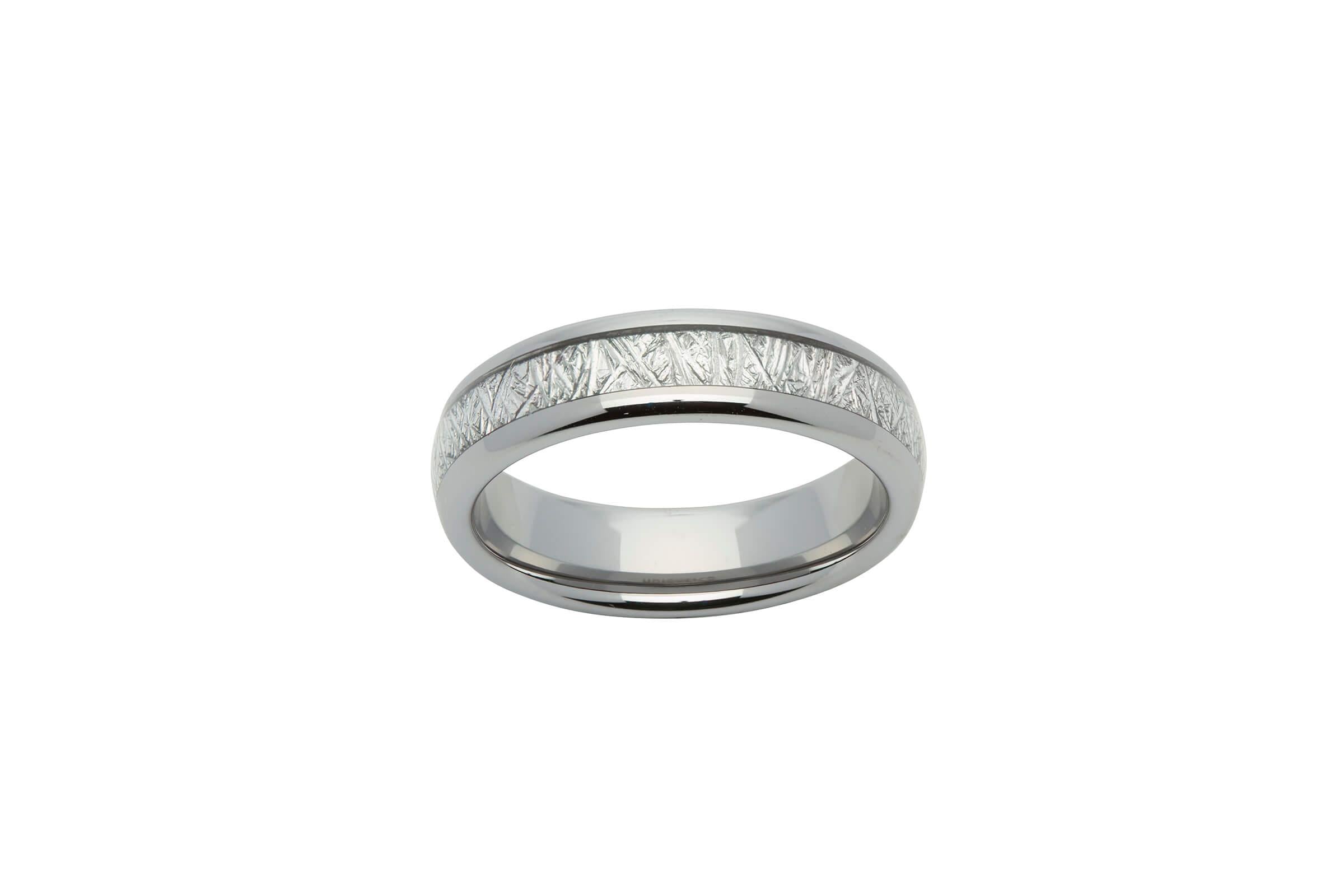 Tungsten Carbide Ring with Meteorite Paper Inlay 6mm