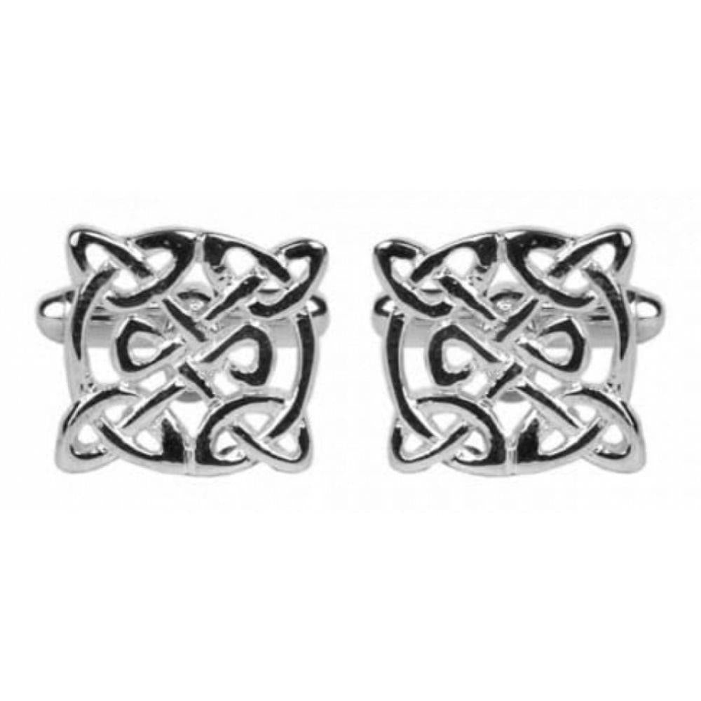 Rhodium Plated Celtic Round Cufflinks