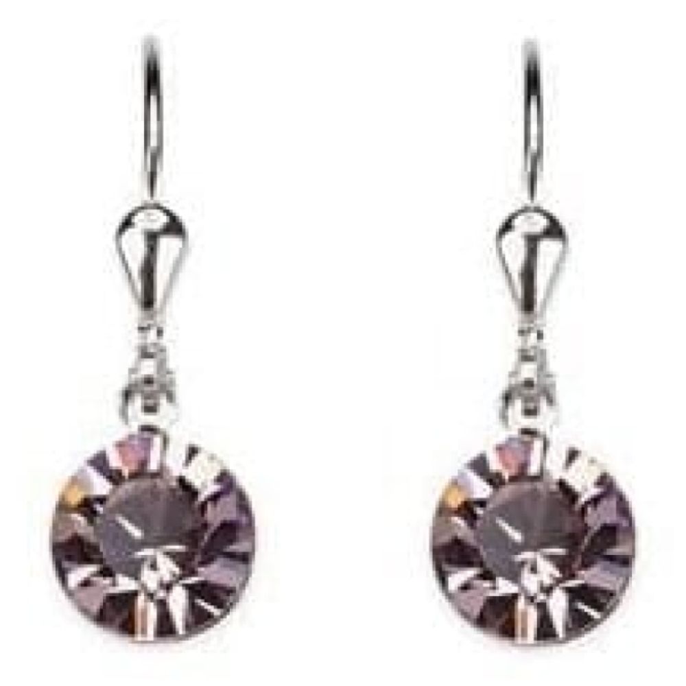 Ladies Pink Swarovski Elements Rhodium Plated Metal Earrings