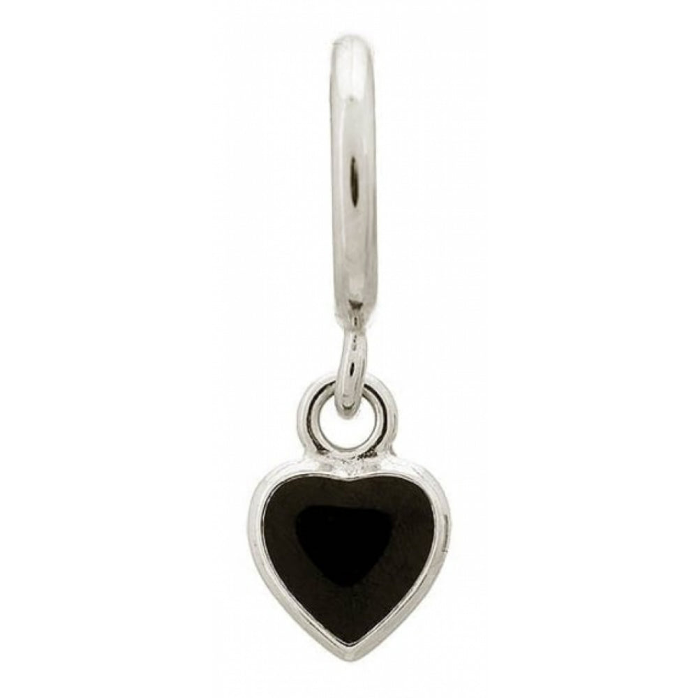 Black Enamel Hanging Heart Charm