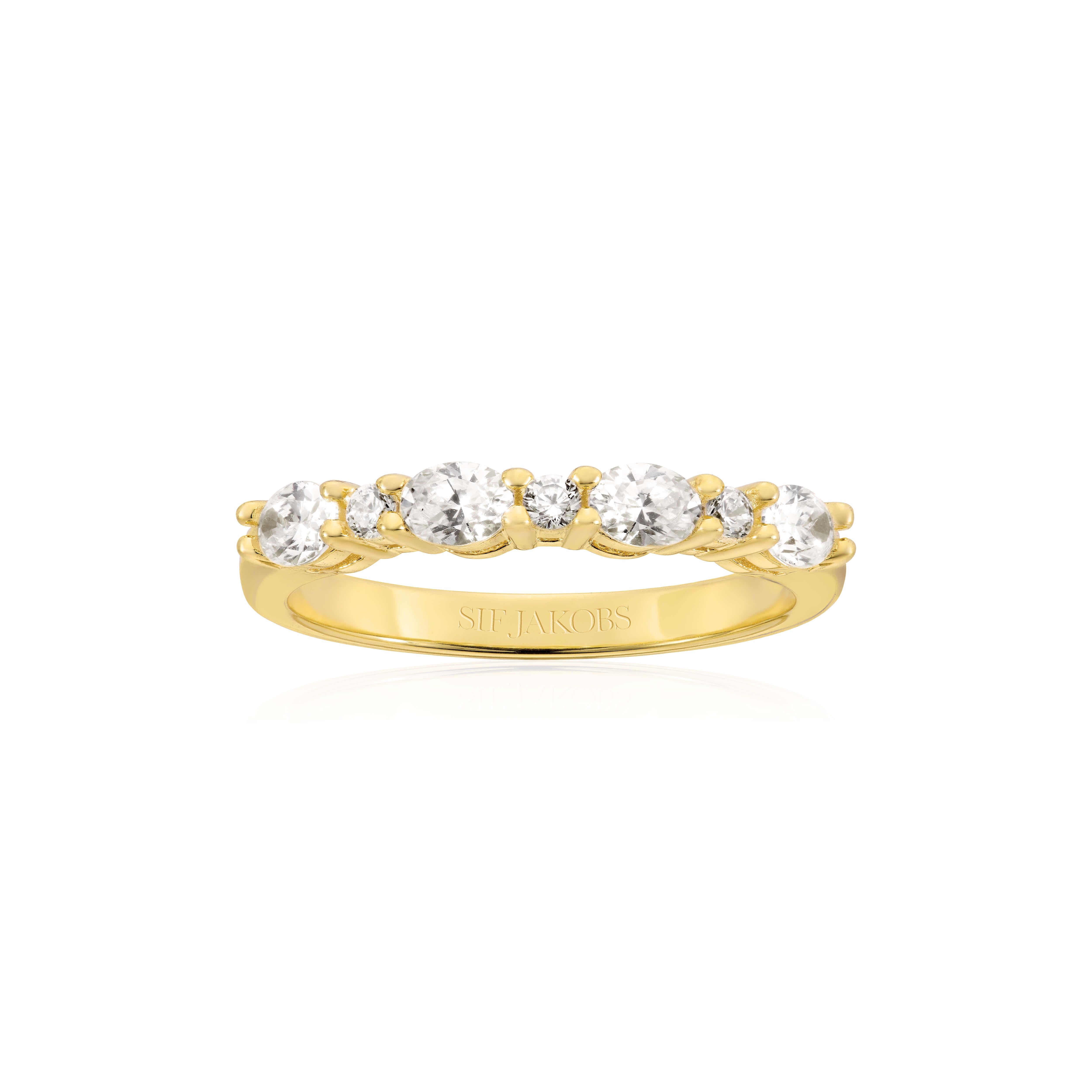Ellera Ovale Ring In 18k Gold Plated With White Zirconia