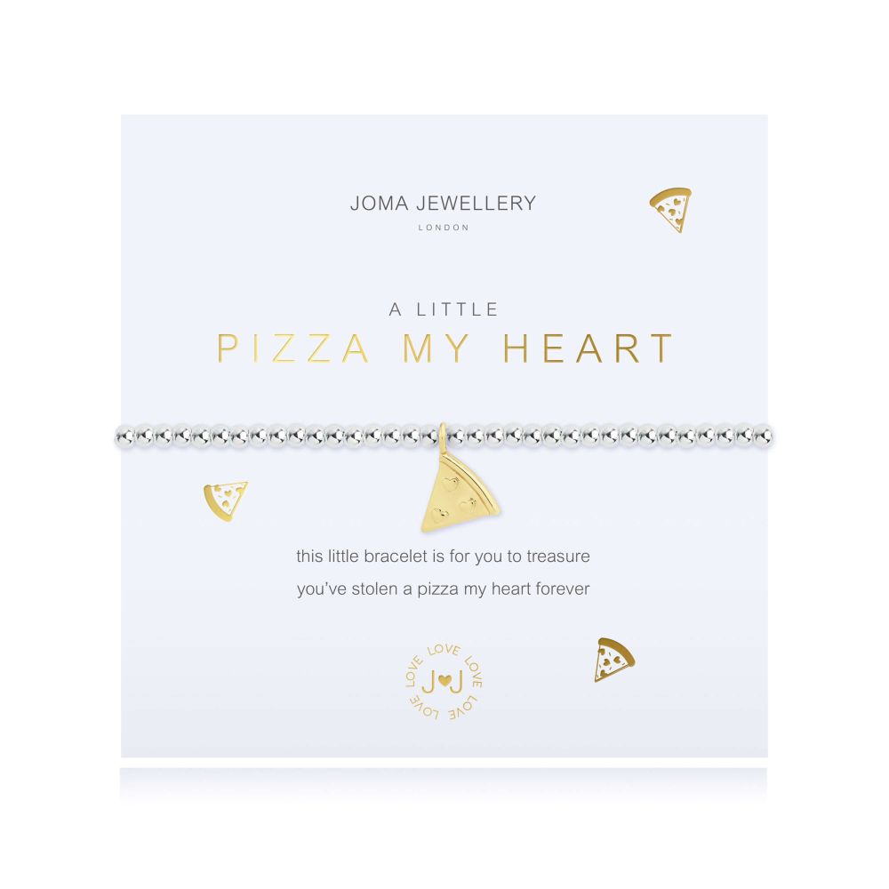 A Little | Pizza My Heart | Silver | Bracelet | 17.5cm Stretch