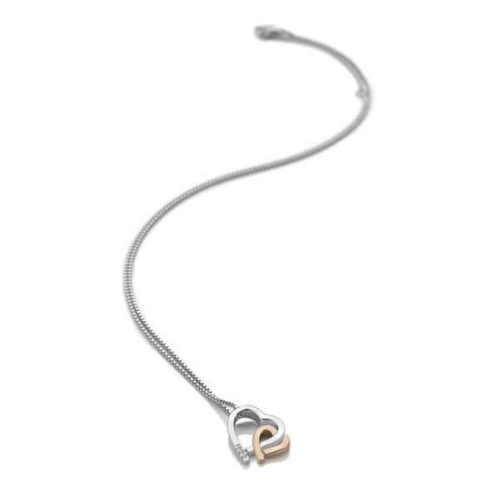 Double Heart Pendant - Rose Gold Plated Accents