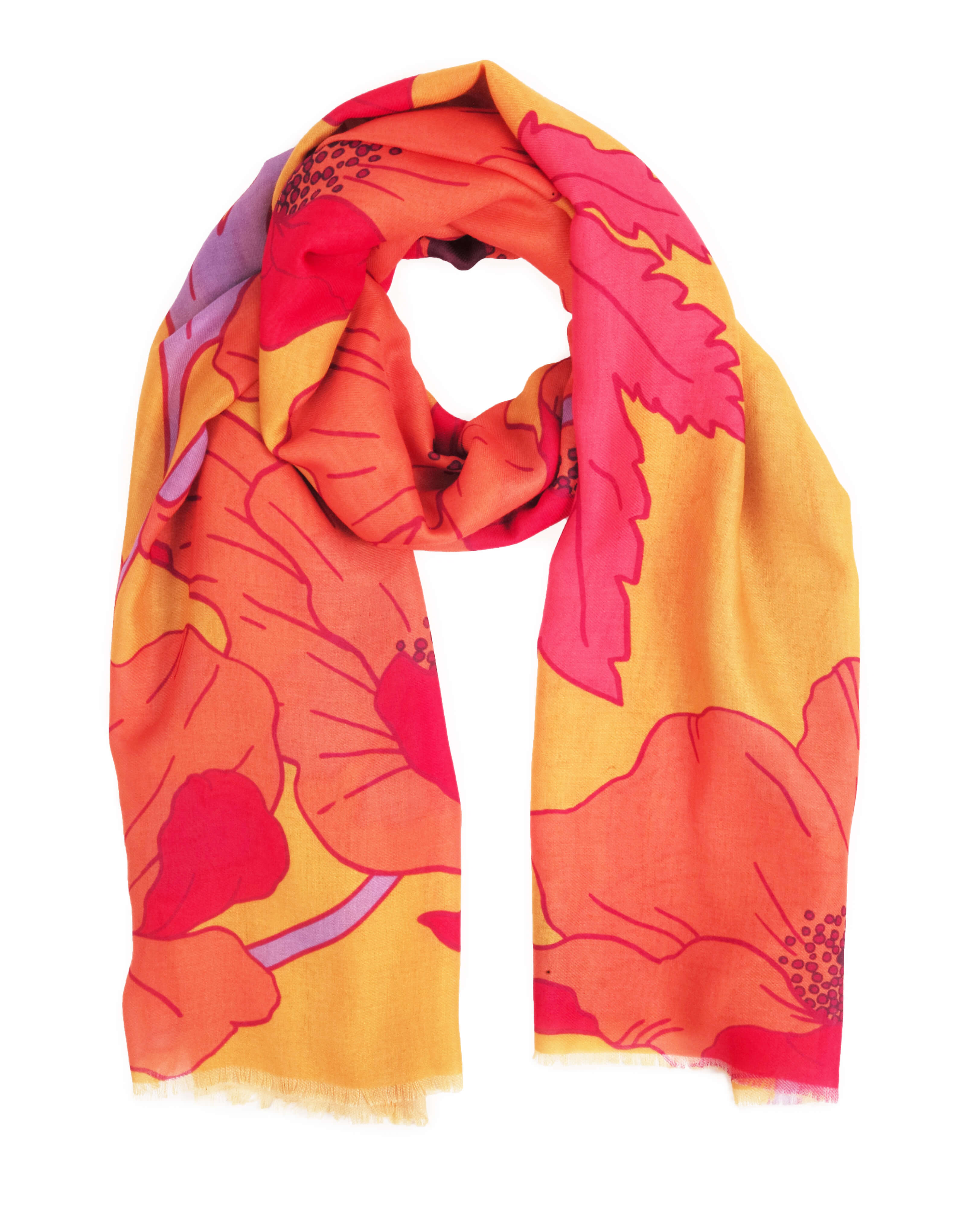 Printed Scarf Summer Poppy Bright