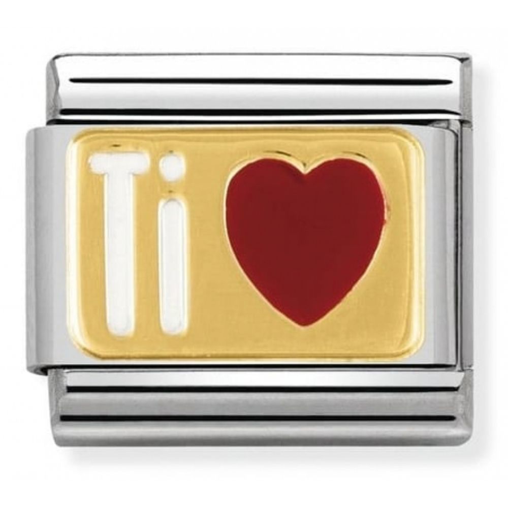 Classic TI AMO (WHITE) In Stainless Steel With Enamel & 18k Gold Charm