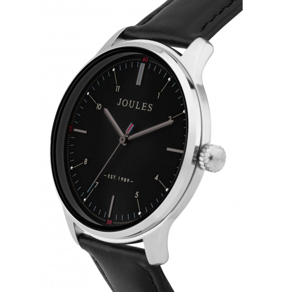 Black Leather Strap Matte Black Dial Gents Watch