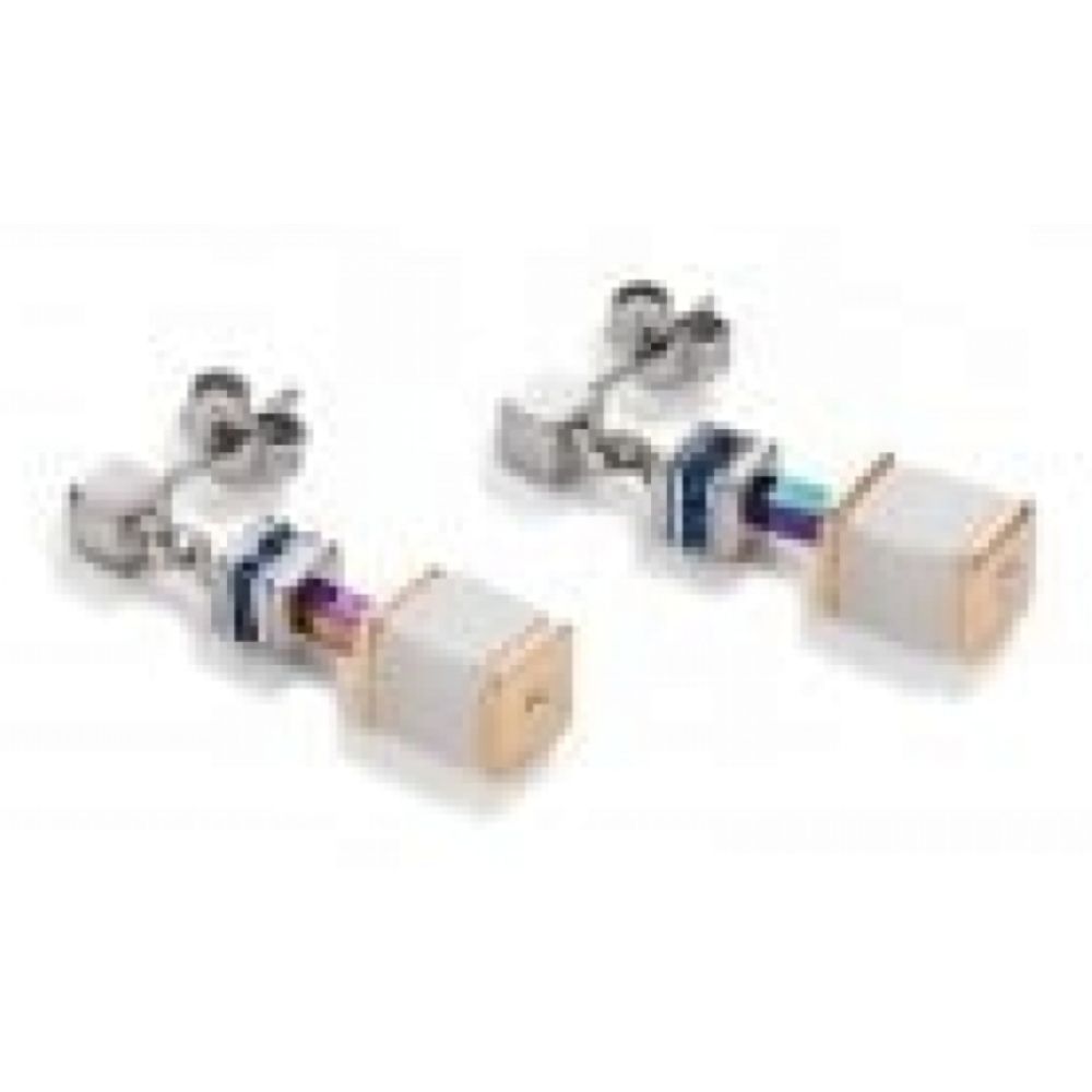 Blue & White Geo Cube Earrings