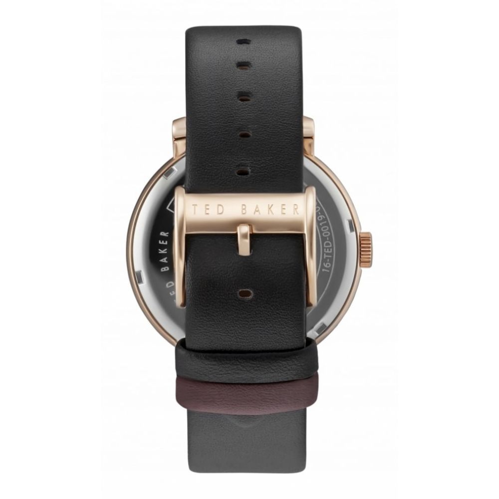 Rose Gold Plated Leather Strap Gents Wristwatch