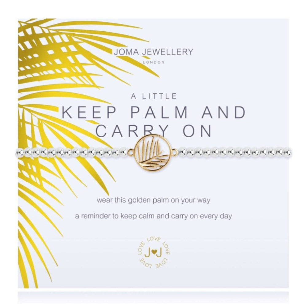 A Little - Keep Palm & Carry On - Yellow Gold Charm - Silver Bracelet - 17.5cm Stretch