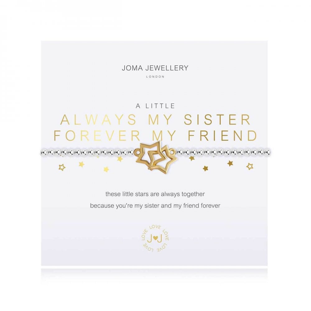 A Little | Always My Sister Forever My Friend | Silver | Bracelet | 17.5cm Stretch