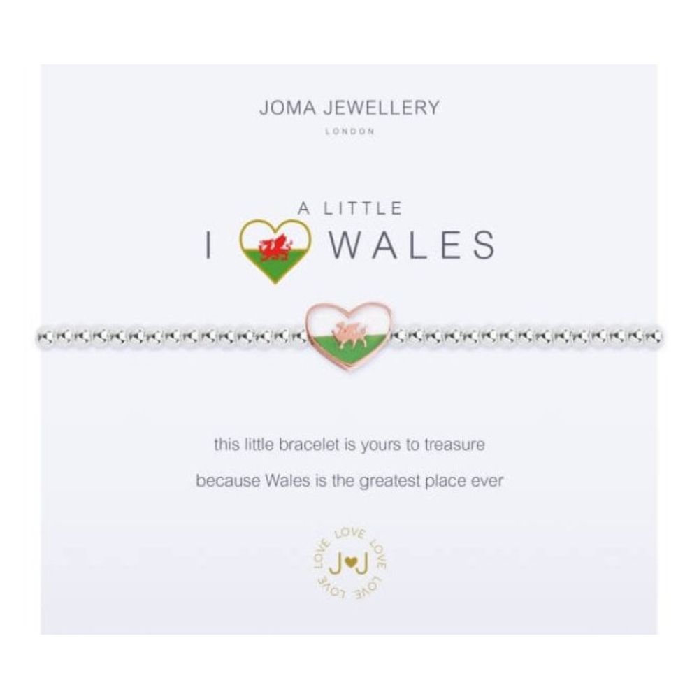 A Little | I Love Wales | Silver And Rose Gold | Bracelet | 17.5cm Stretch