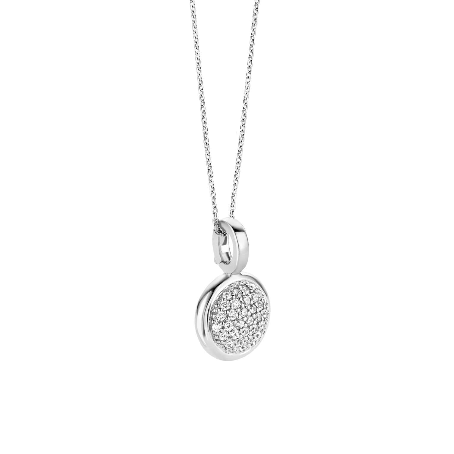 CZ Pave Setting Disc Pendant Necklace