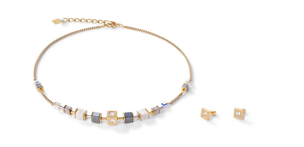 Geo Cube & Gold Plated Chain Necklace