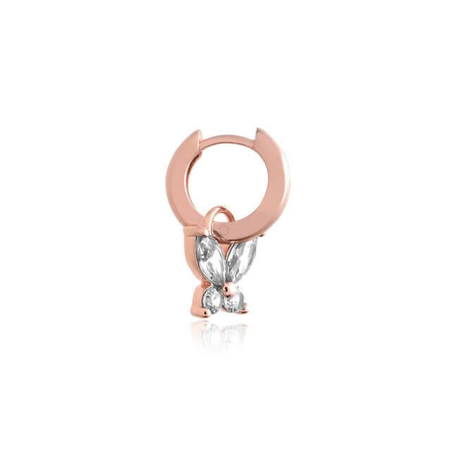 Sparkle Butterfly Marquise Butterfly Huggie Hoops Rose Gold Earrings