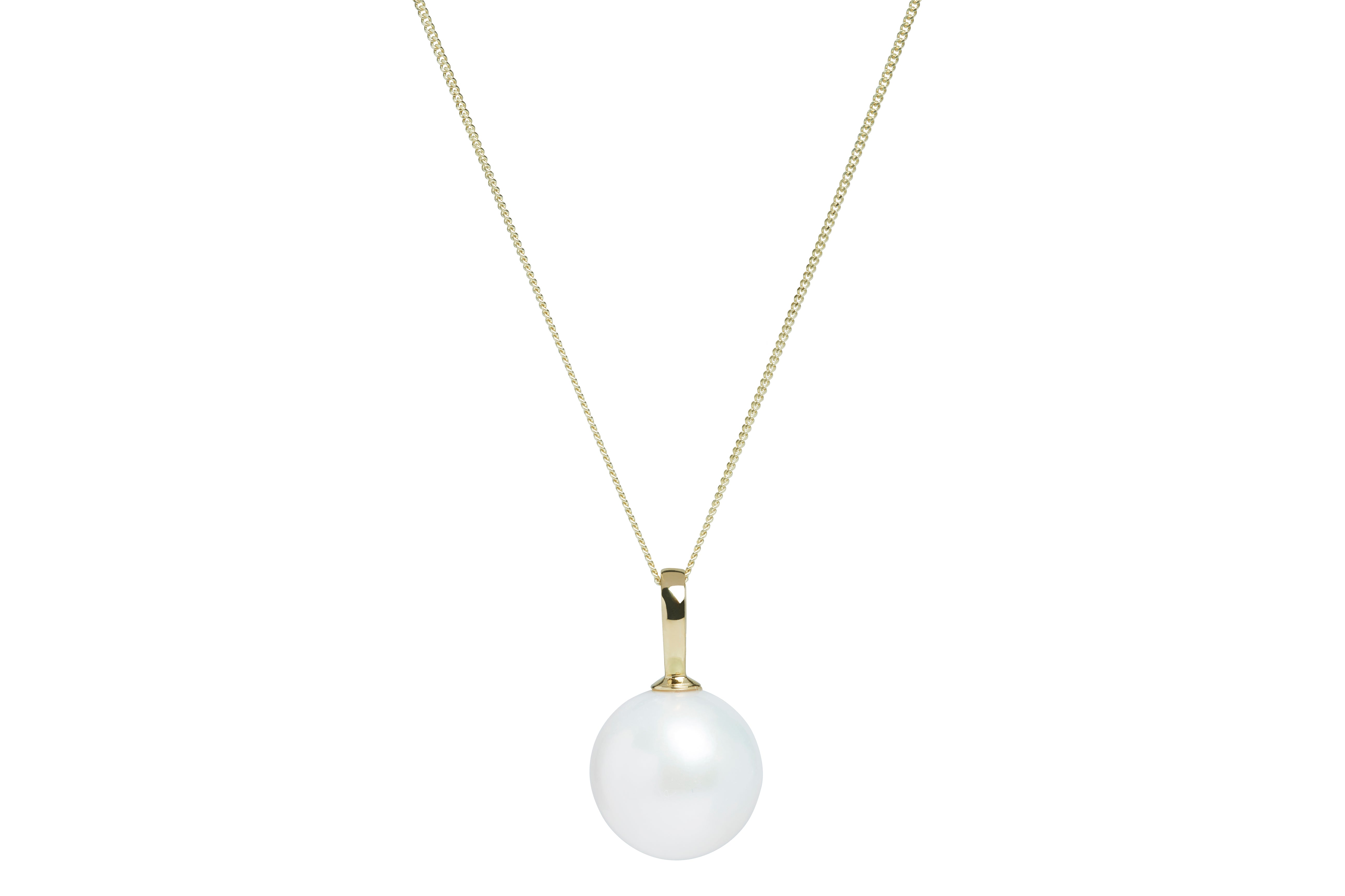 White Nucleated 14-15mm Pearl 9ct YG Pendant Necklace