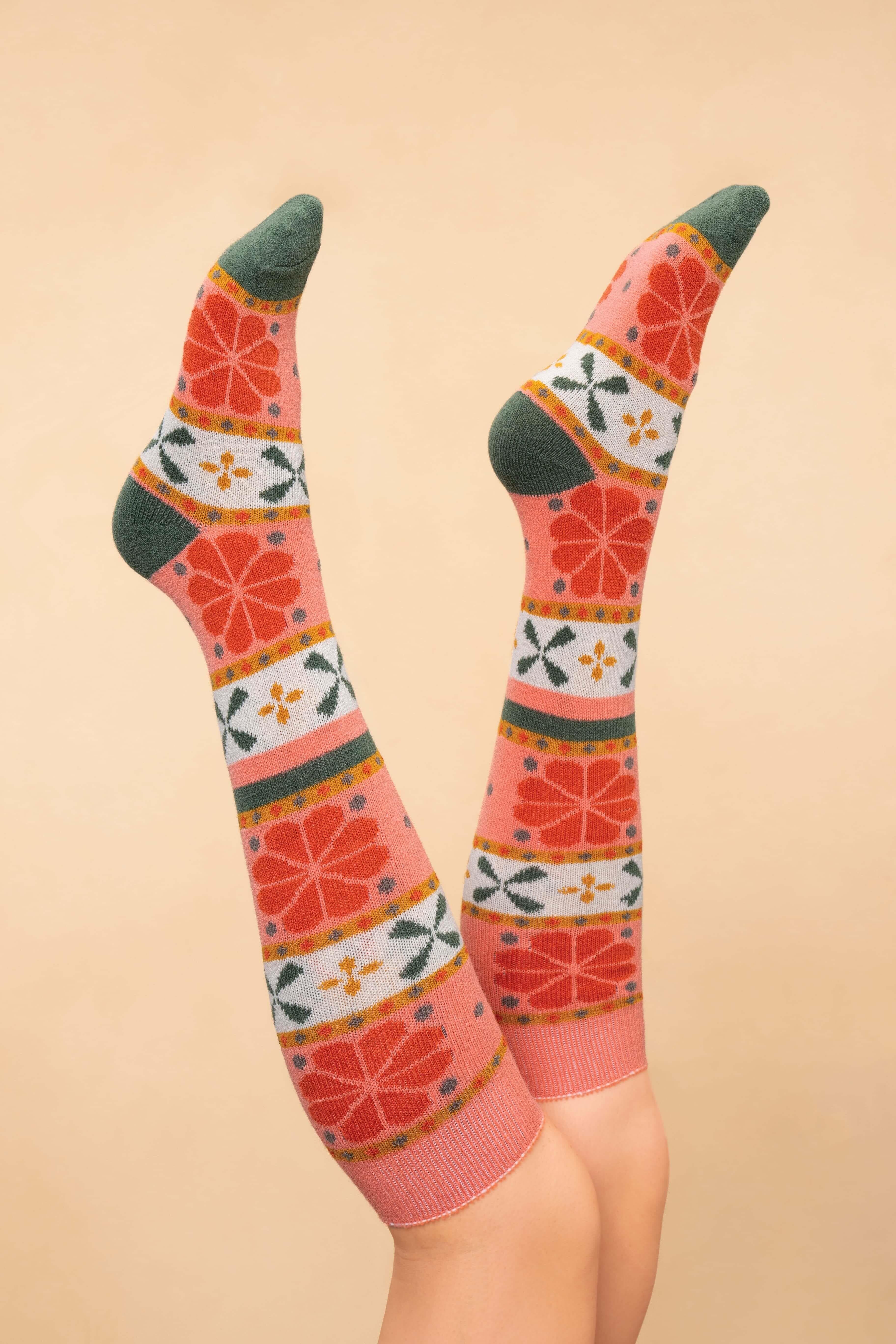 Knee High Socks - Fair isle Petal