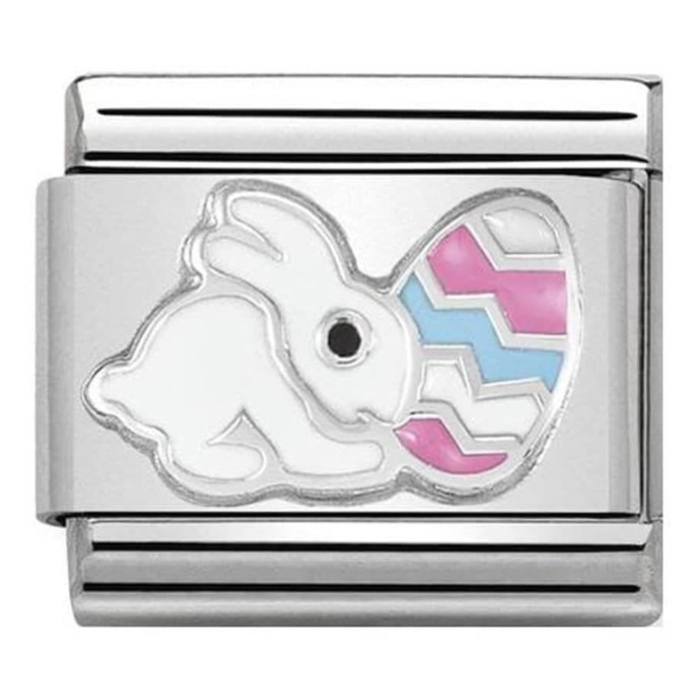 Classic Symbols in Steel, Enamel & 925 Silver Easter Bunny Link