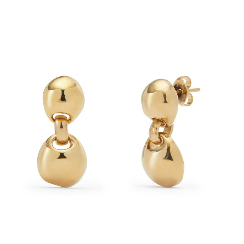 18k Gold Plated Earrings With Two Small Beads