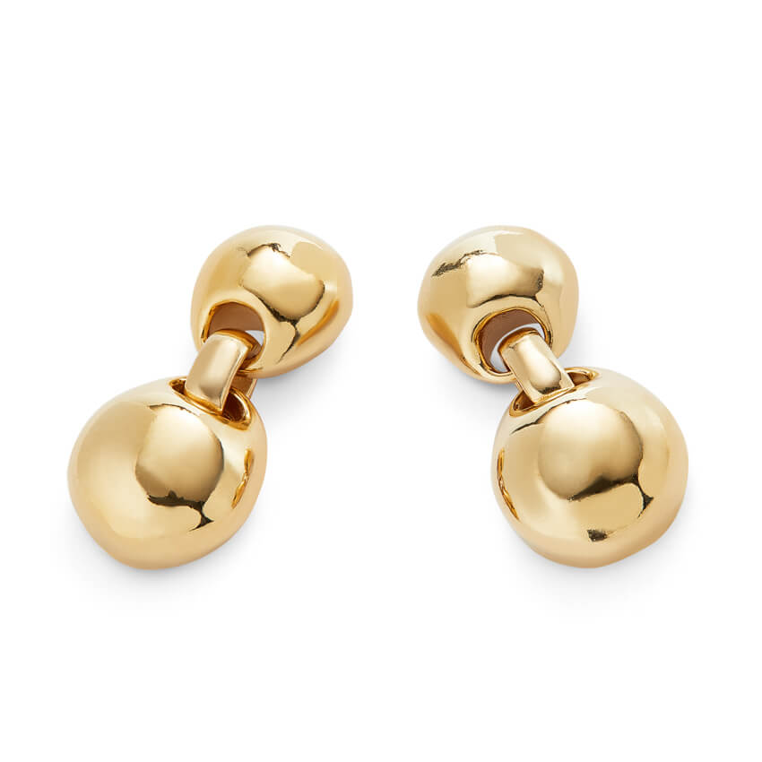 18k Gold Plated Earrings With Two Small Beads