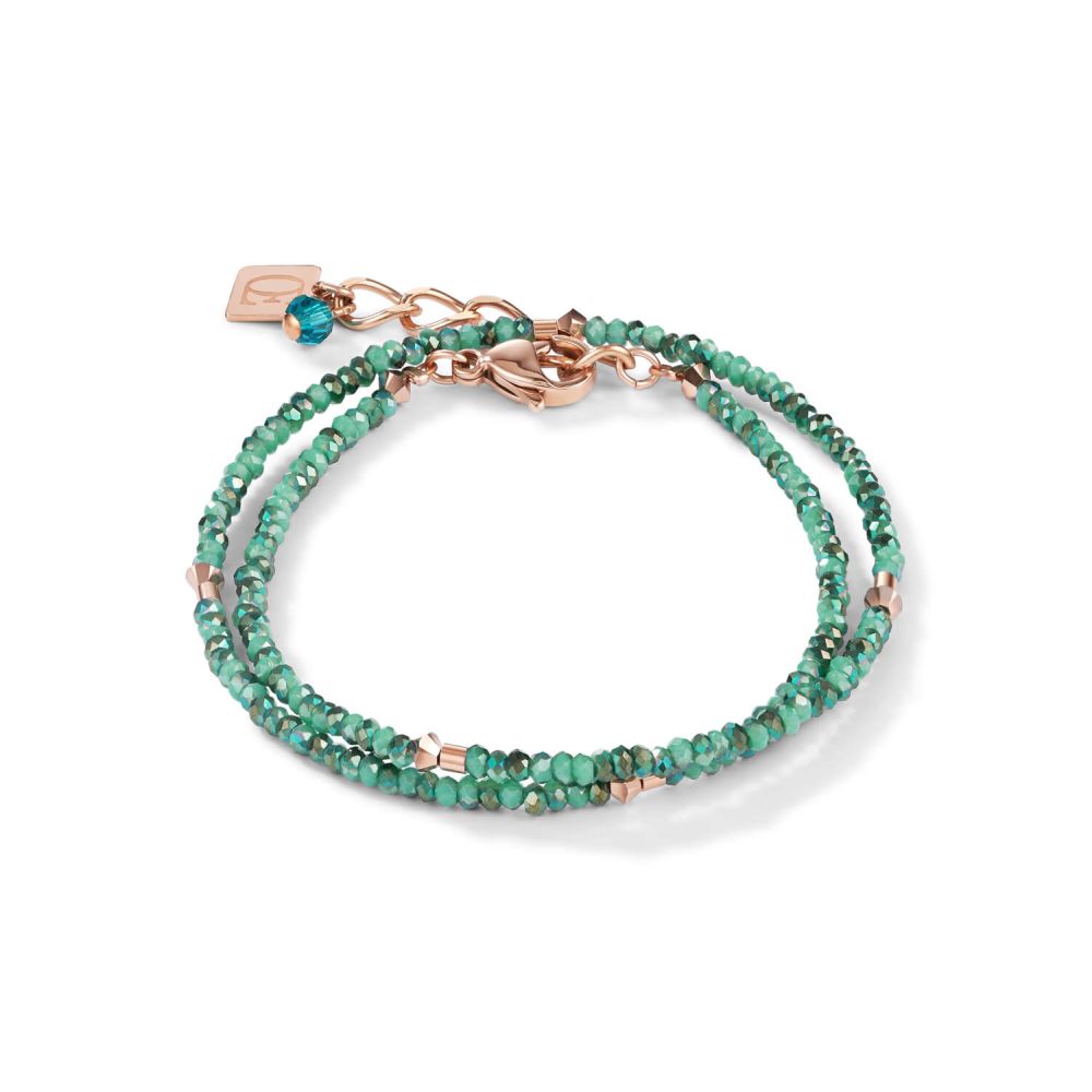 Small Crystal Rose Gold & Petrol Bracelet