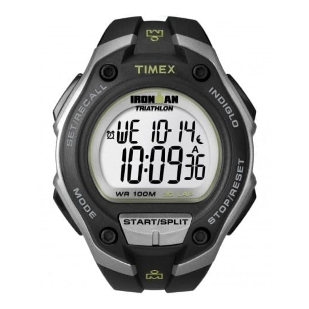 Gents 30 Lap Memory Ironman Black & Green Resin Digital Watch