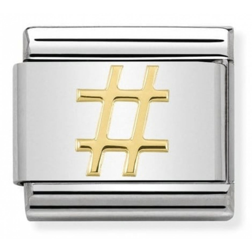 Classic Hashtag In Stainless Steel With 18k Gold Charm