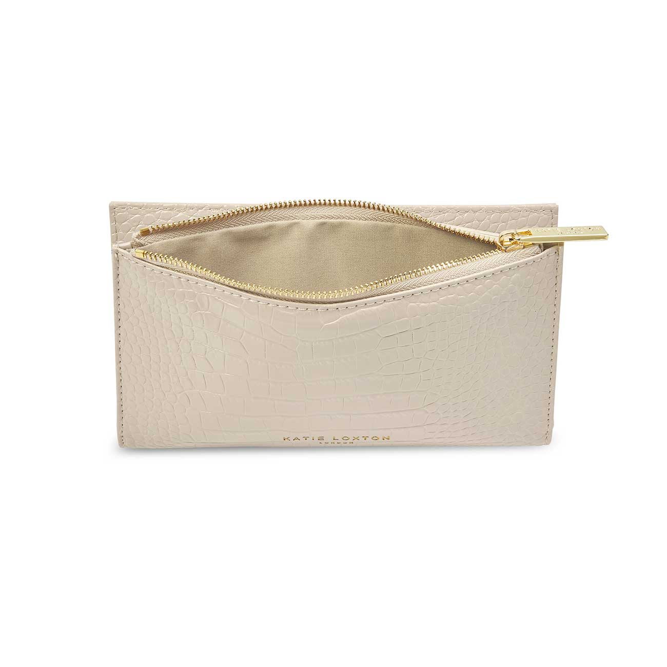 Celine Faux Croc Fold Out Purse | Stone