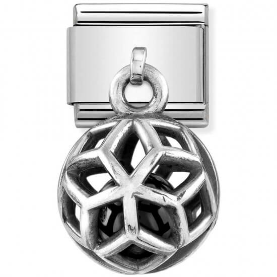 Composable Classic Charms Round Cages Rhombus Black Agate Link