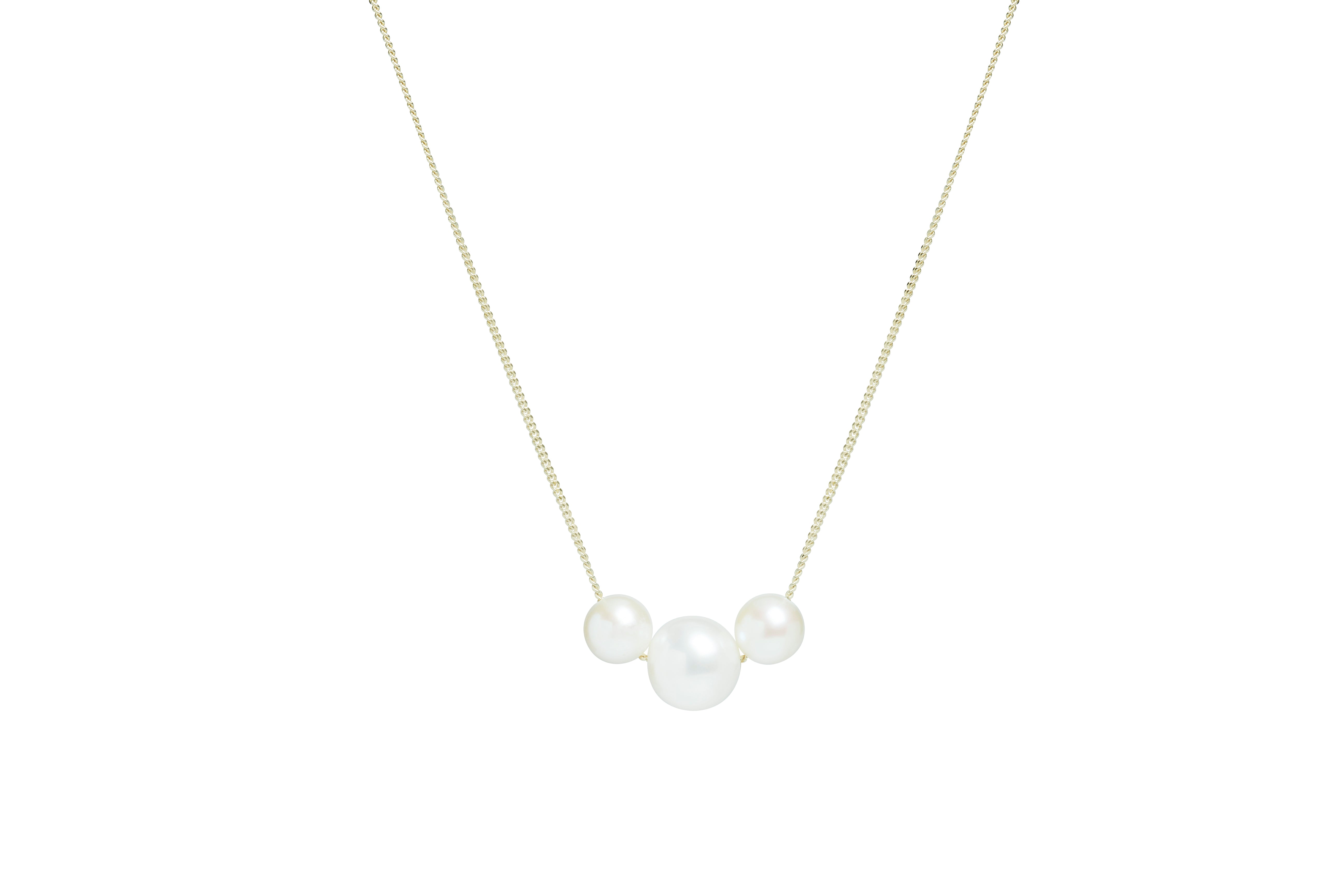 Sliding "Trio" Necklace On 9ct YG 18" Curb Chain