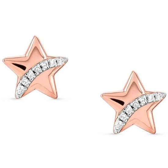 Sweetrock Romance Rose Gold Plated Star Stud Earrings