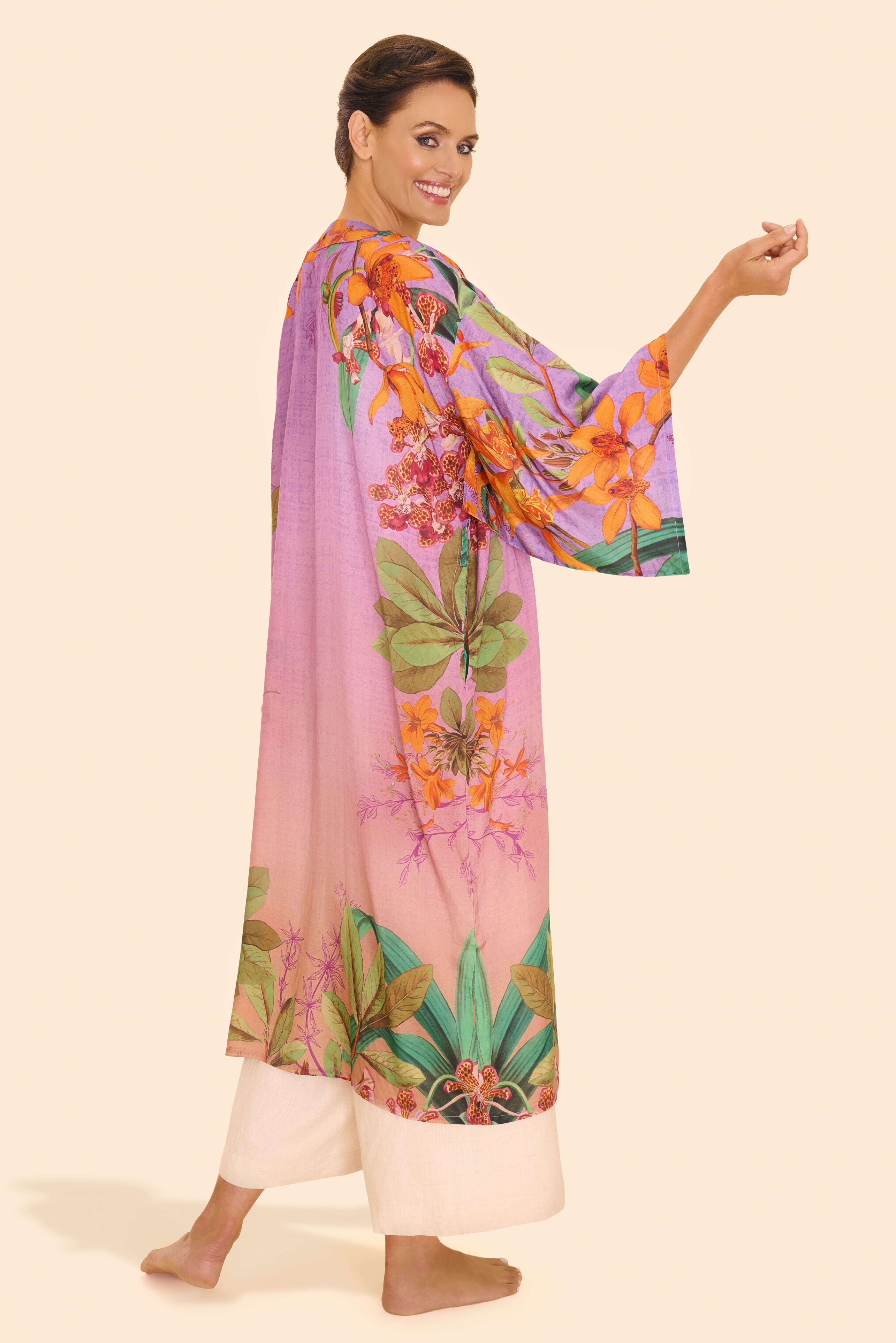 Botany Bliss Kimono Gown - Lavender