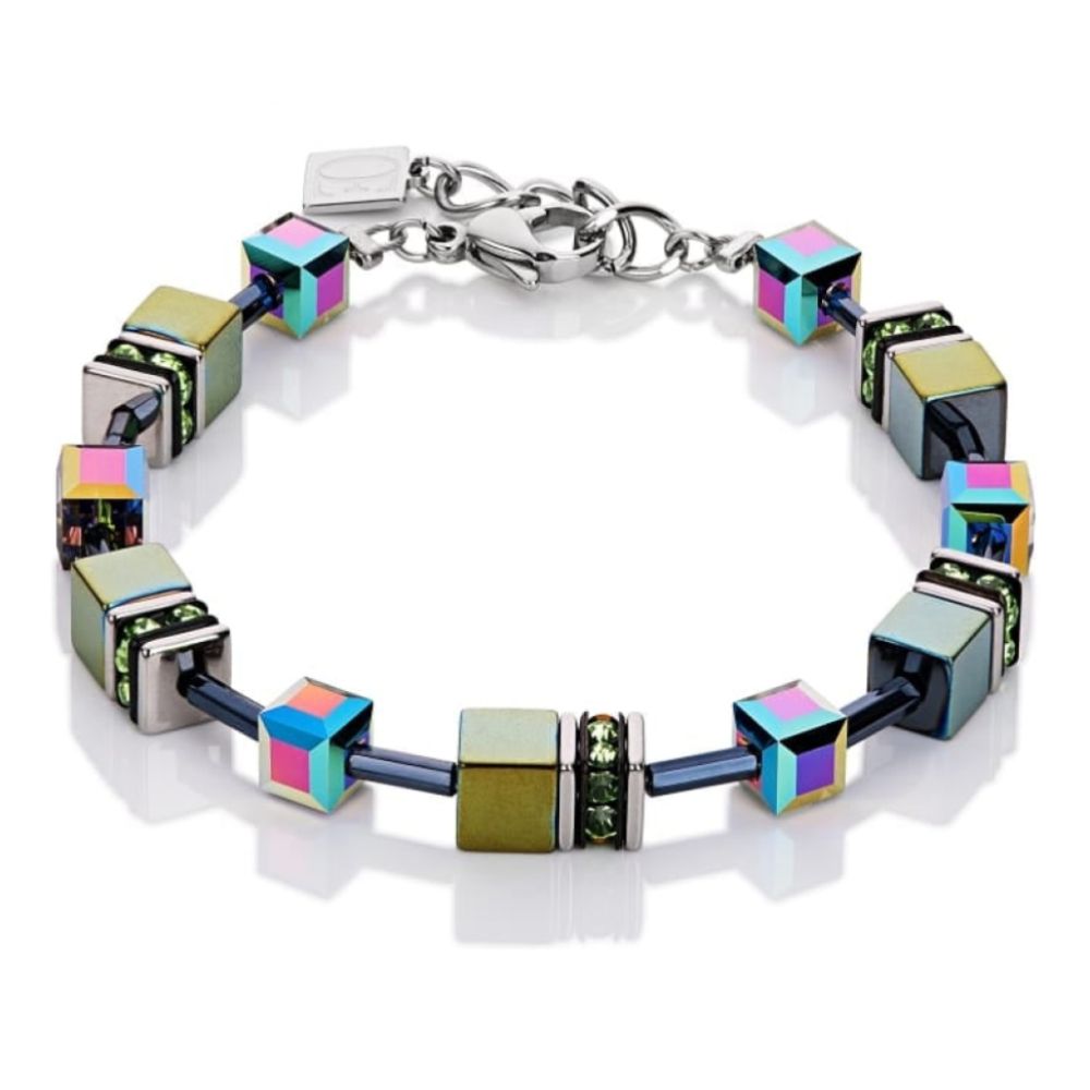 Metallic Green Swarovski Geo Cube Bracelet
