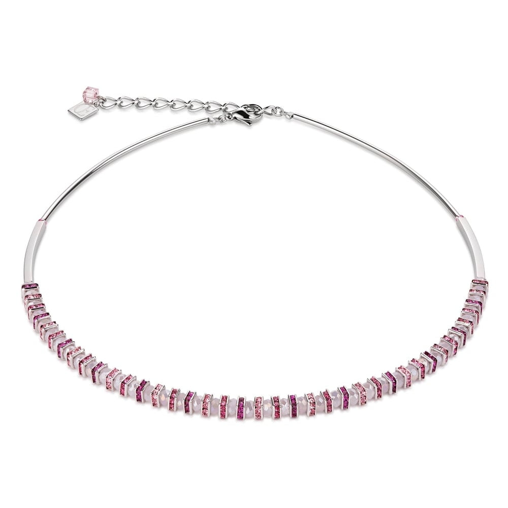 Pink Crystals & Silver Necklace